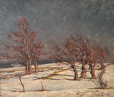 Fritz Kaiser, Windbuchen im Winter, 1934, OelLw, 58x69cm